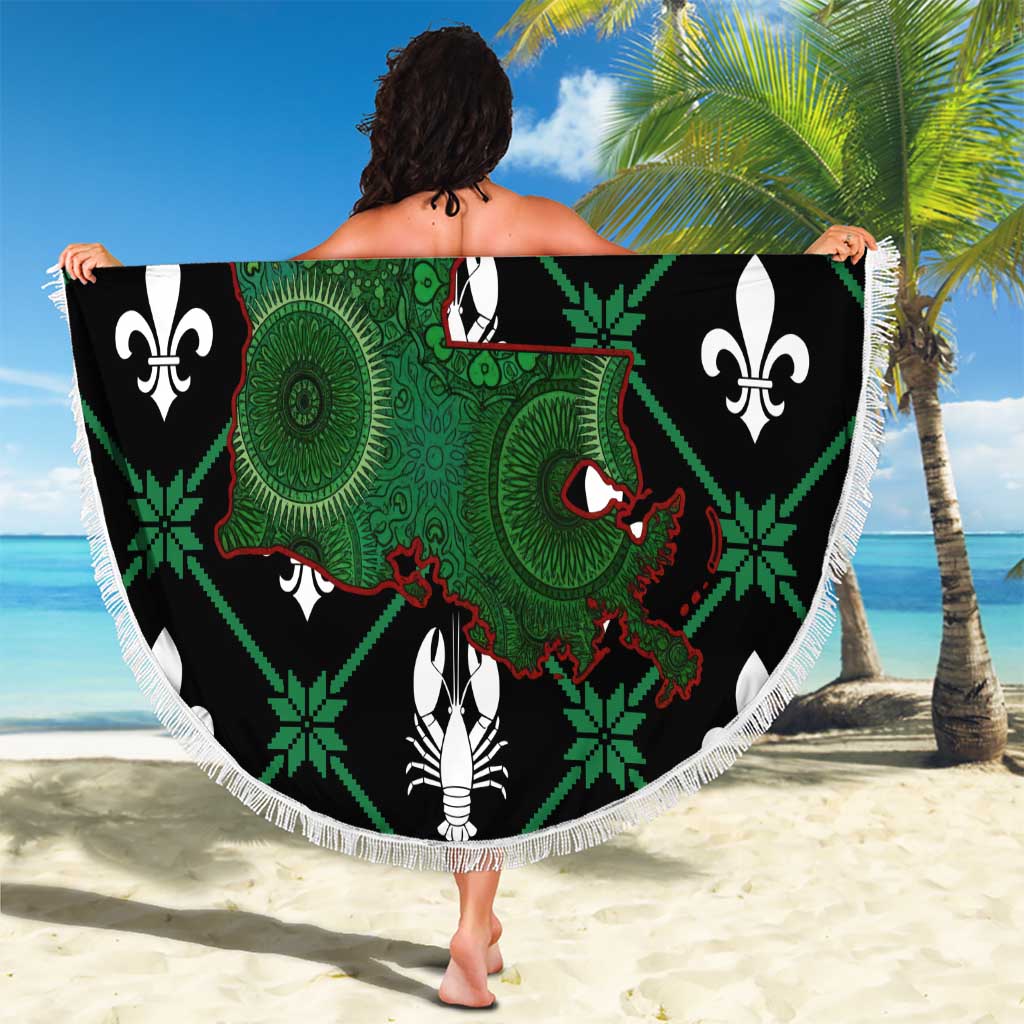 Louisiana USA Symbols Pattern Christmas Beach Blanket Xmas Holiday Patterns - Wonder Print Shop