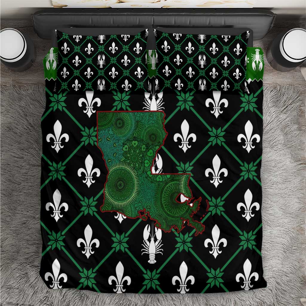 Louisiana USA Symbols Pattern Christmas Bedding Set Xmas Holiday Patterns - Wonder Print Shop