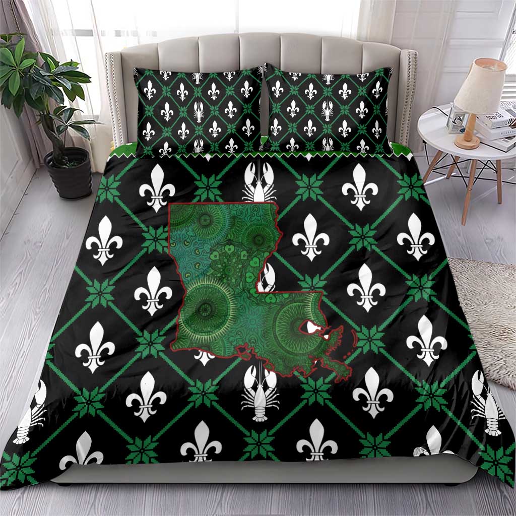Louisiana USA Symbols Pattern Christmas Bedding Set Xmas Holiday Patterns - Wonder Print Shop