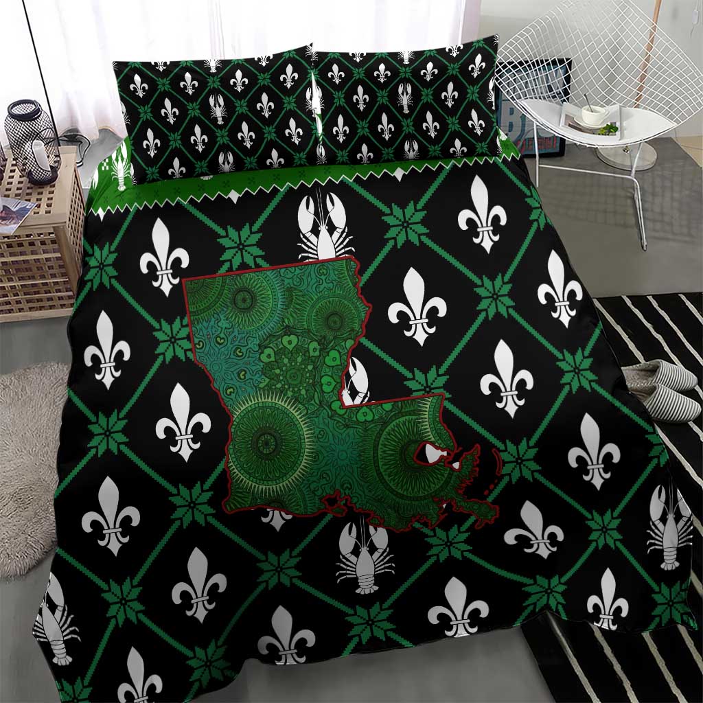 Louisiana USA Symbols Pattern Christmas Bedding Set Xmas Holiday Patterns - Wonder Print Shop