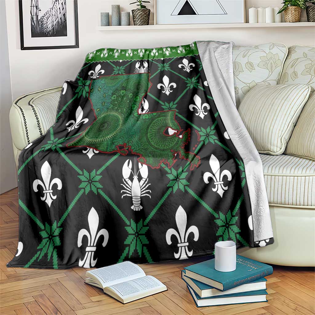 Louisiana USA Symbols Pattern Christmas Blanket Xmas Holiday Patterns - Wonder Print Shop