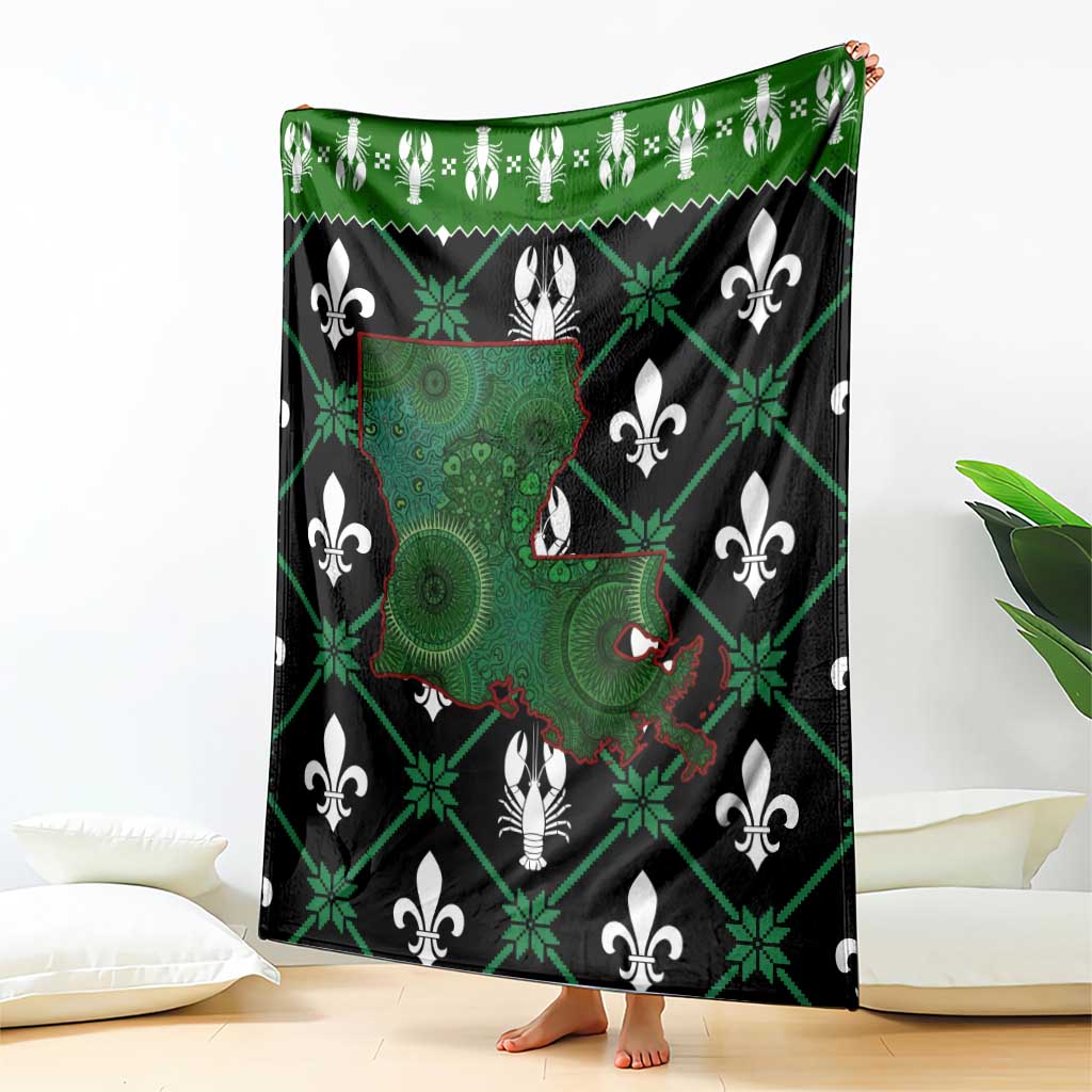 Louisiana USA Symbols Pattern Christmas Blanket Xmas Holiday Patterns - Wonder Print Shop