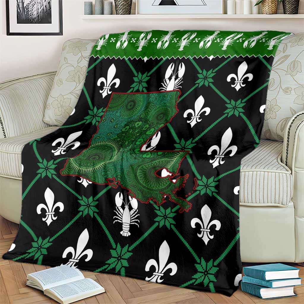 Louisiana USA Symbols Pattern Christmas Blanket Xmas Holiday Patterns - Wonder Print Shop