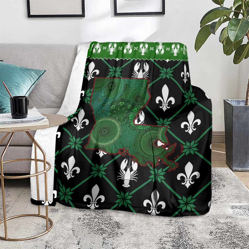 Louisiana USA Symbols Pattern Christmas Blanket Xmas Holiday Patterns - Wonder Print Shop