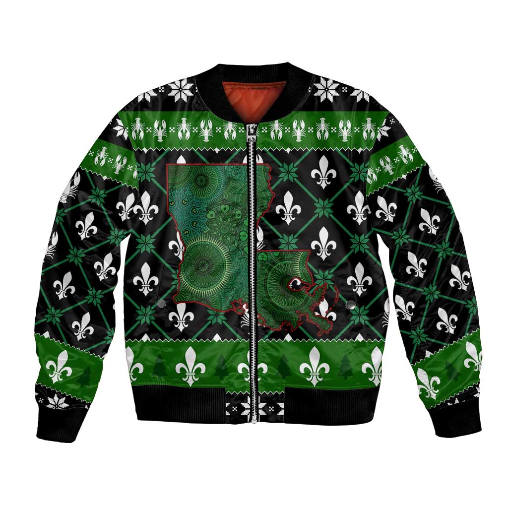 Louisiana USA Symbols Pattern Christmas Bomber Jacket Xmas Holiday Patterns - Wonder Print Shop