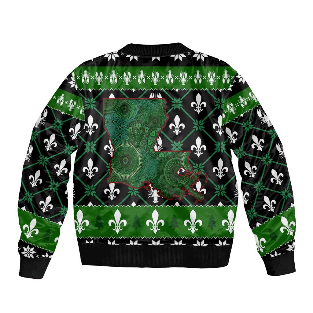 Louisiana USA Symbols Pattern Christmas Bomber Jacket Xmas Holiday Patterns - Wonder Print Shop