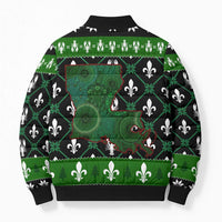 Louisiana USA Symbols Pattern Christmas Bomber Puffer Jacket Xmas Holiday Patterns - Wonder Print Shop