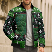 Louisiana USA Symbols Pattern Christmas Bomber Puffer Jacket Xmas Holiday Patterns - Wonder Print Shop