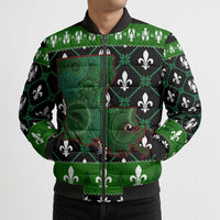 Louisiana USA Symbols Pattern Christmas Bomber Puffer Jacket Xmas Holiday Patterns - Wonder Print Shop