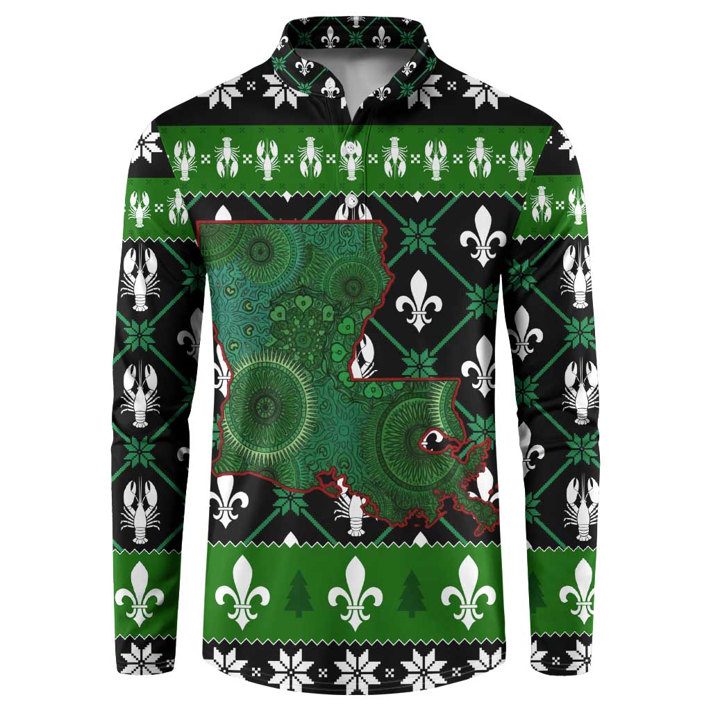 Louisiana USA Symbols Pattern Christmas Button Sweatshirt Xmas Holiday Patterns - Wonder Print Shop