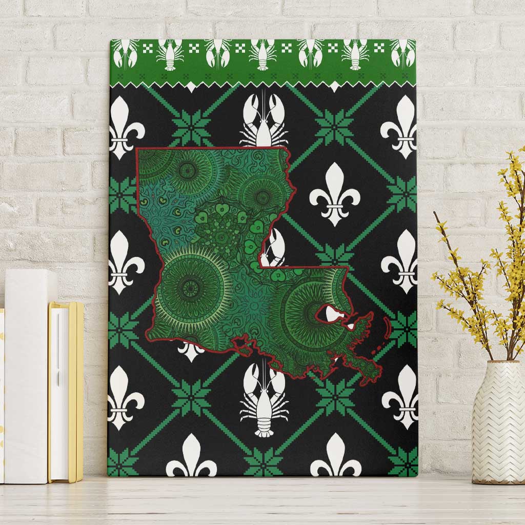 Louisiana USA Symbols Pattern Christmas Canvas Wall Art Xmas Holiday Patterns - Wonder Print Shop