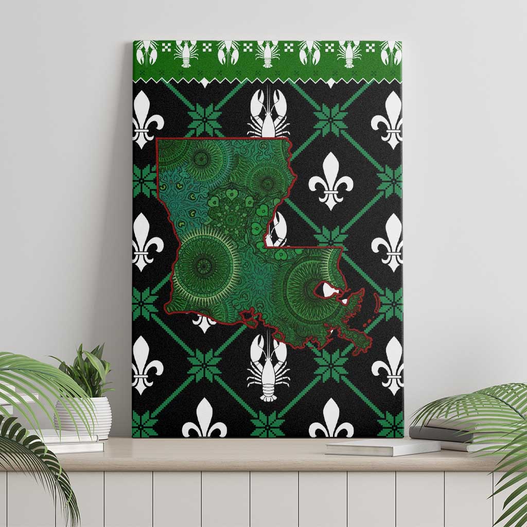 Louisiana USA Symbols Pattern Christmas Canvas Wall Art Xmas Holiday Patterns - Wonder Print Shop