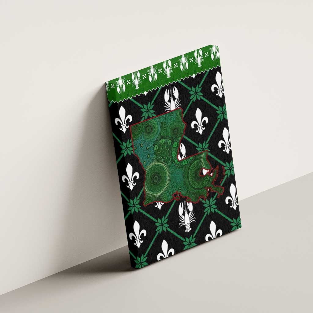 Louisiana USA Symbols Pattern Christmas Canvas Wall Art Xmas Holiday Patterns - Wonder Print Shop