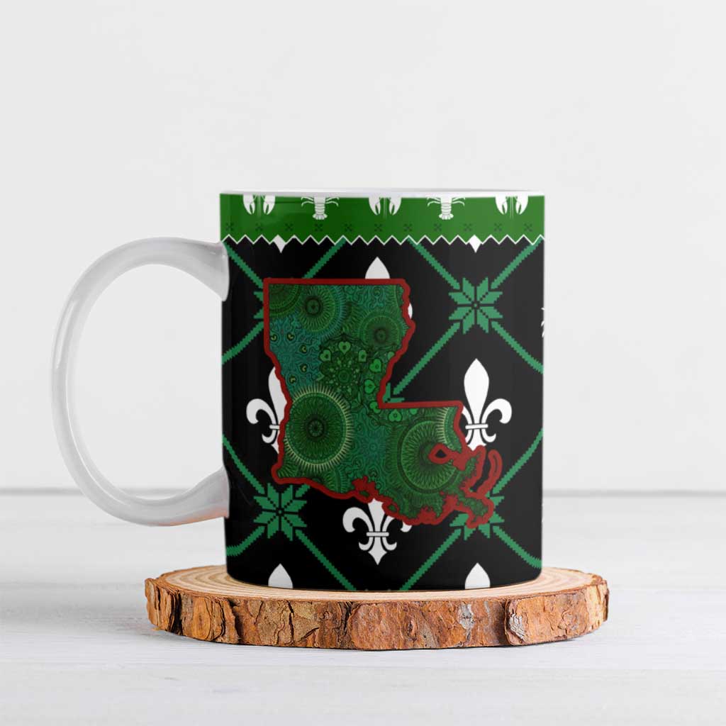 Louisiana USA Symbols Pattern Christmas Ceramic Mug Xmas Holiday Patterns - Wonder Print Shop