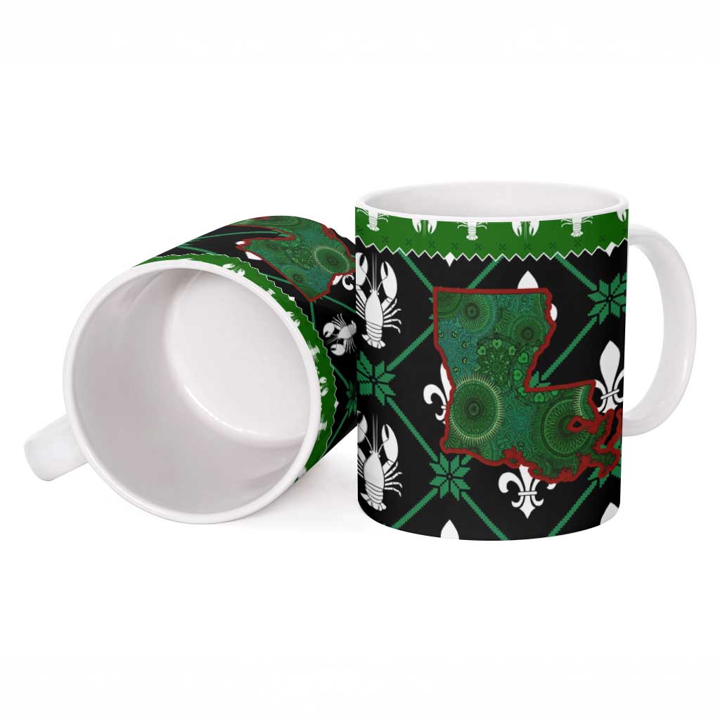 Louisiana USA Symbols Pattern Christmas Ceramic Mug Xmas Holiday Patterns - Wonder Print Shop