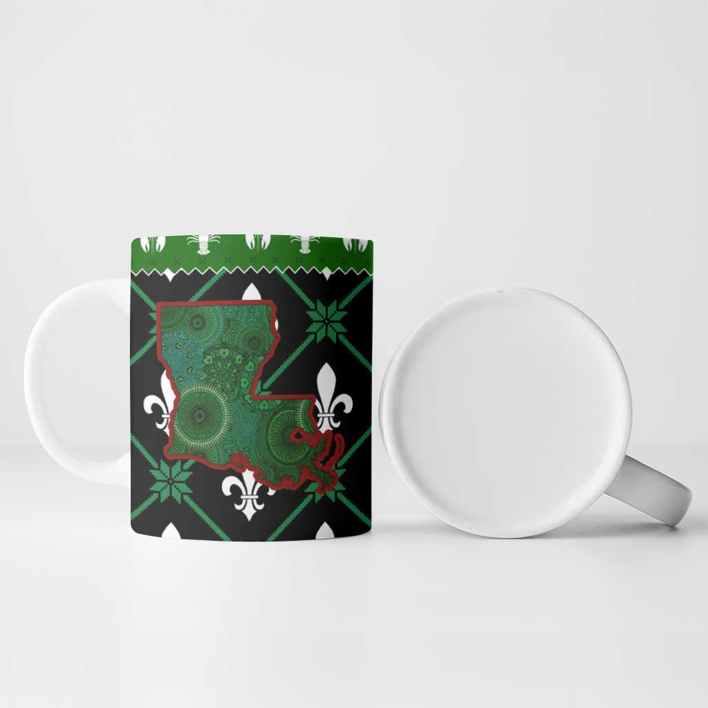 Louisiana USA Symbols Pattern Christmas Ceramic Mug Xmas Holiday Patterns - Wonder Print Shop