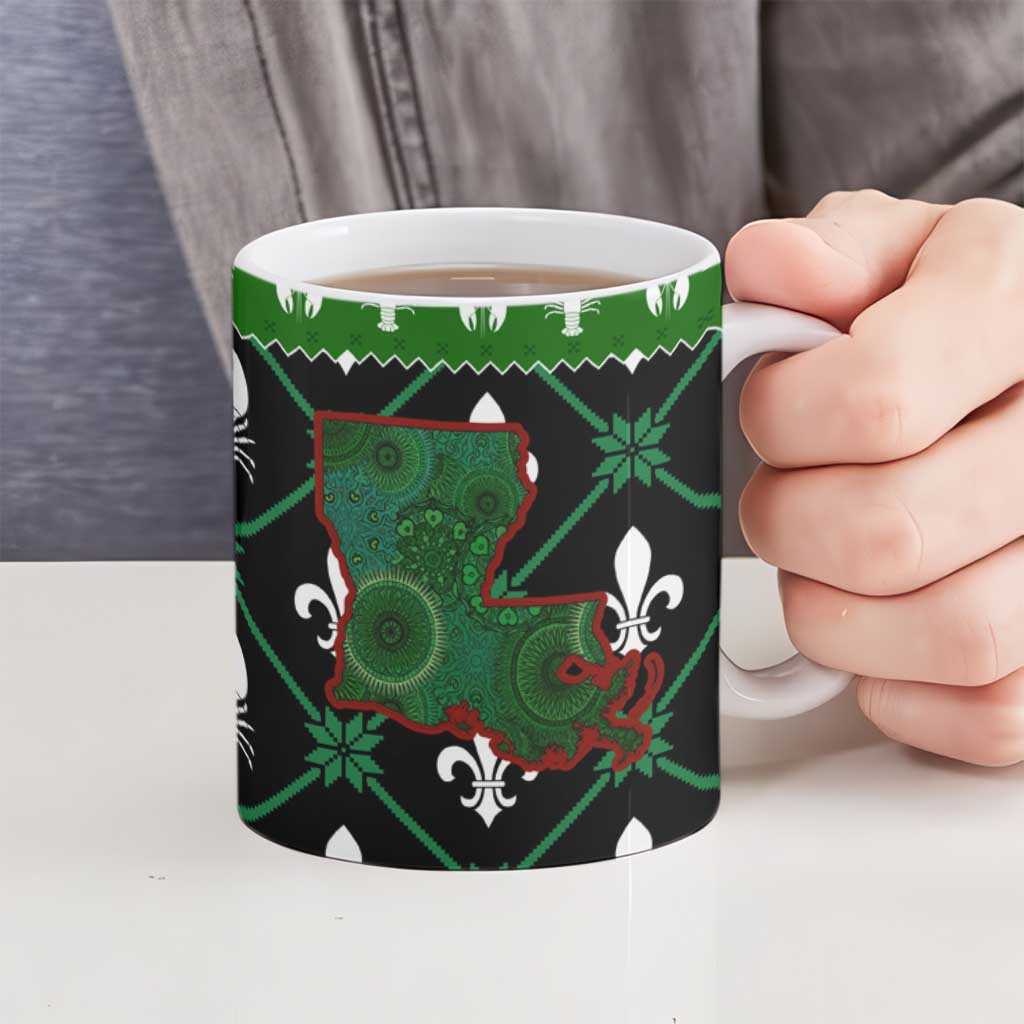 Louisiana USA Symbols Pattern Christmas Ceramic Mug Xmas Holiday Patterns - Wonder Print Shop