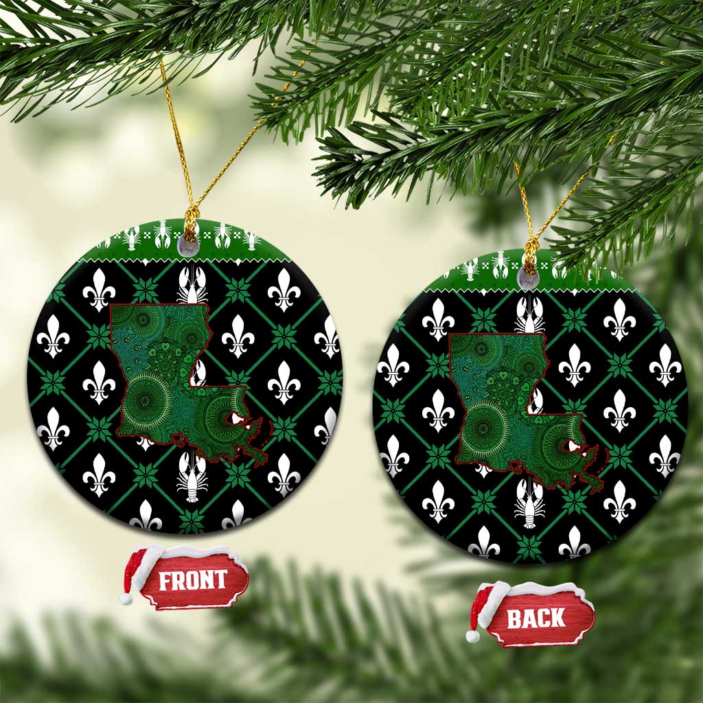 Louisiana USA Symbols Pattern Christmas Ceramic Ornament Xmas Holiday Patterns - Wonder Print Shop