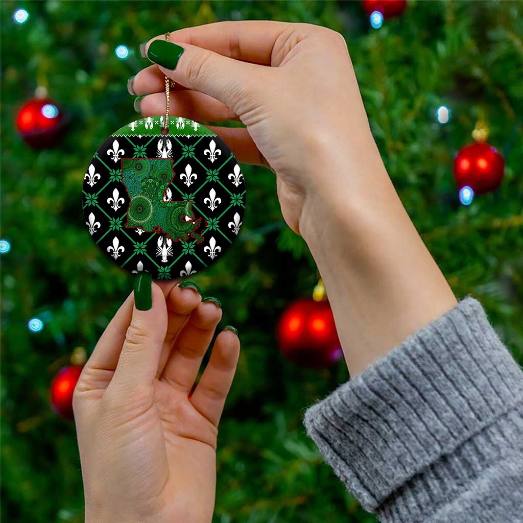 Louisiana USA Symbols Pattern Christmas Ceramic Ornament Xmas Holiday Patterns - Wonder Print Shop