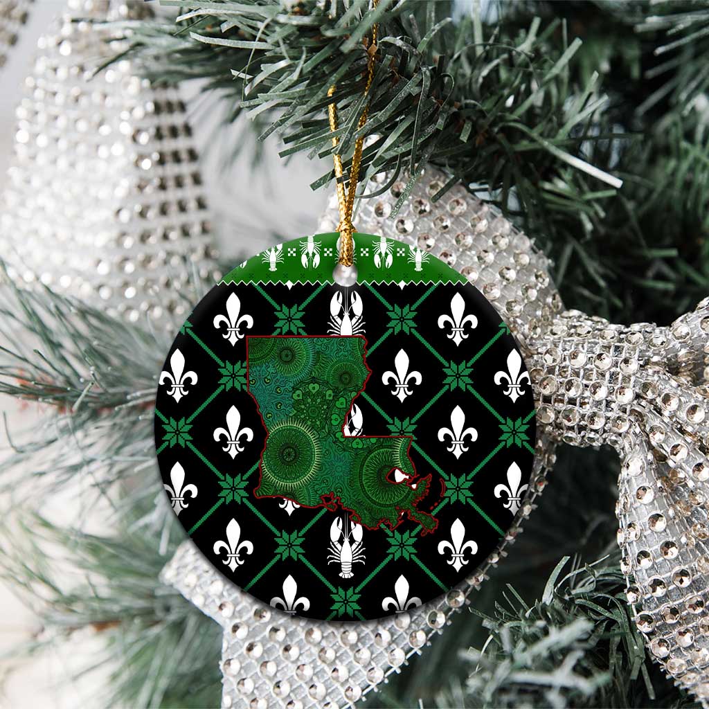 Louisiana USA Symbols Pattern Christmas Ceramic Ornament Xmas Holiday Patterns - Wonder Print Shop