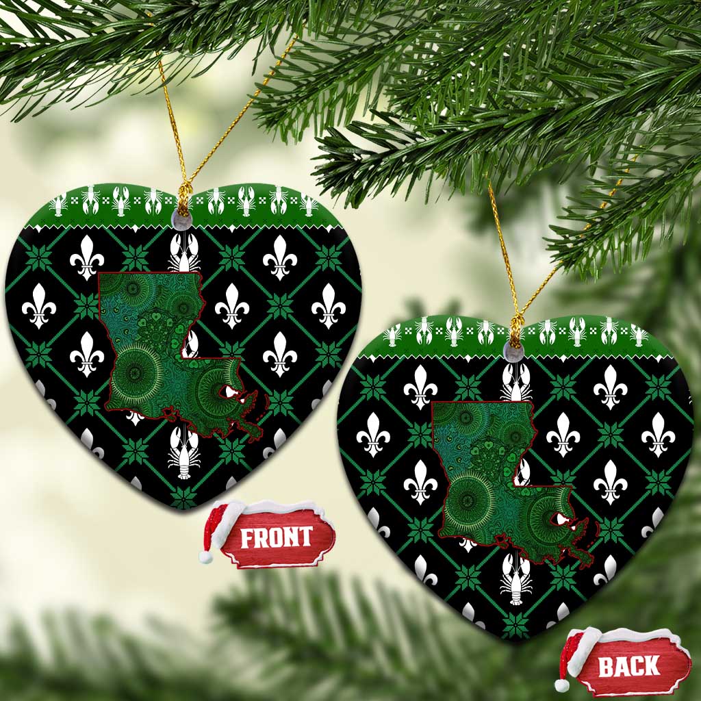 Louisiana USA Symbols Pattern Christmas Ceramic Ornament Xmas Holiday Patterns - Wonder Print Shop