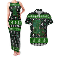 Louisiana USA Symbols Pattern Christmas Couples Matching Tank Maxi Dress and Hawaiian Shirt Xmas Holiday Patterns - Wonder Print Shop