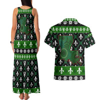 Louisiana USA Symbols Pattern Christmas Couples Matching Tank Maxi Dress and Hawaiian Shirt Xmas Holiday Patterns - Wonder Print Shop