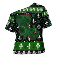 Louisiana USA Symbols Pattern Christmas Cross Shoulder Shirt Xmas Holiday Patterns - Wonder Print Shop
