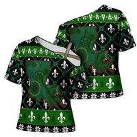 Louisiana USA Symbols Pattern Christmas Cross Shoulder Shirt Xmas Holiday Patterns - Wonder Print Shop