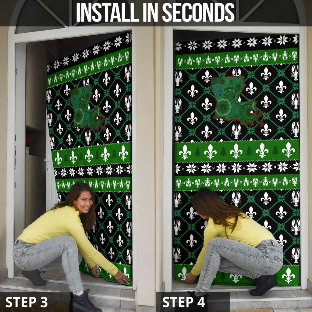 Louisiana USA Symbols Pattern Christmas Door Cover Xmas Holiday Patterns - Wonder Print Shop