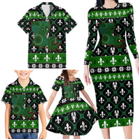 Louisiana USA Symbols Pattern Christmas Family Matching Long Sleeve Bodycon Dress and Hawaiian Shirt Xmas Holiday Patterns - Wonder Print Shop