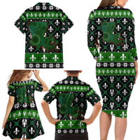 Louisiana USA Symbols Pattern Christmas Family Matching Long Sleeve Bodycon Dress and Hawaiian Shirt Xmas Holiday Patterns - Wonder Print Shop
