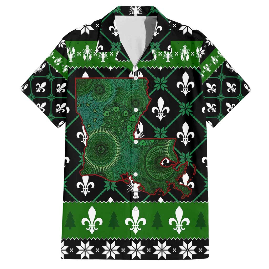 Louisiana USA Symbols Pattern Christmas Family Matching Long Sleeve Bodycon Dress and Hawaiian Shirt Xmas Holiday Patterns - Wonder Print Shop