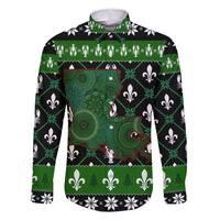 Louisiana USA Symbols Pattern Christmas Family Matching Long Sleeve Bodycon Dress and Hawaiian Shirt Xmas Holiday Patterns - Wonder Print Shop