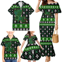 Louisiana USA Symbols Pattern Christmas Family Matching Mermaid Dress and Hawaiian Shirt Xmas Holiday Patterns - Wonder Print Shop