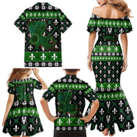 Louisiana USA Symbols Pattern Christmas Family Matching Mermaid Dress and Hawaiian Shirt Xmas Holiday Patterns - Wonder Print Shop