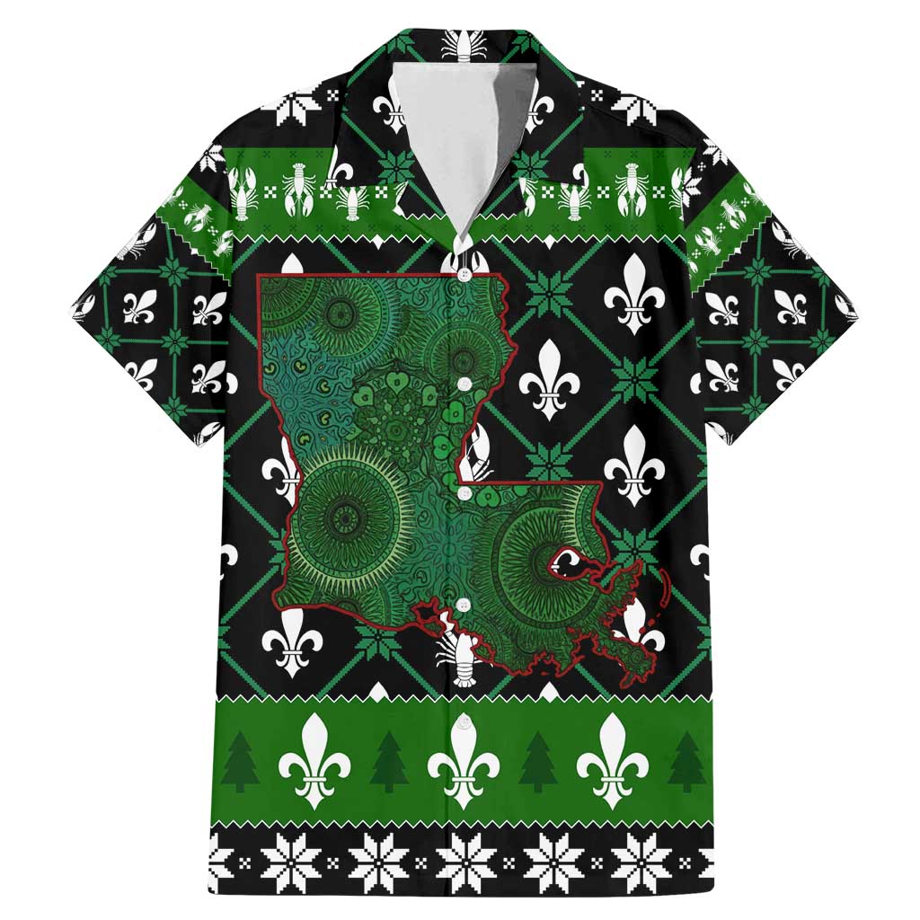 Louisiana USA Symbols Pattern Christmas Family Matching Mermaid Dress and Hawaiian Shirt Xmas Holiday Patterns - Wonder Print Shop