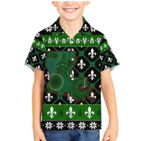 Louisiana USA Symbols Pattern Christmas Family Matching Mermaid Dress and Hawaiian Shirt Xmas Holiday Patterns - Wonder Print Shop