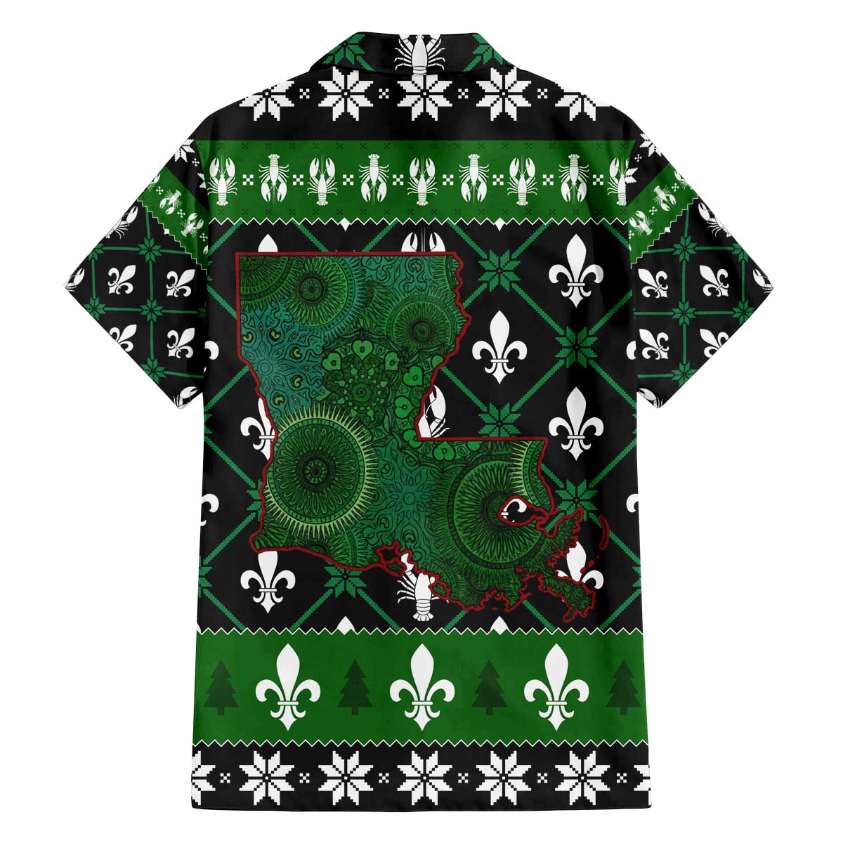 Louisiana USA Symbols Pattern Christmas Family Matching Off The Shoulder Long Sleeve Dress and Hawaiian Shirt Xmas Holiday Patterns - Wonder Print Shop