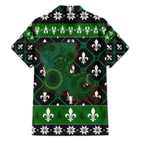 Louisiana USA Symbols Pattern Christmas Family Matching Off The Shoulder Long Sleeve Dress and Hawaiian Shirt Xmas Holiday Patterns - Wonder Print Shop