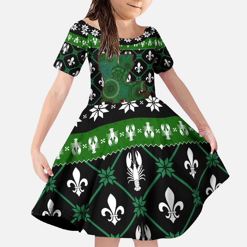 Louisiana USA Symbols Pattern Christmas Family Matching Off Shoulder Maxi Dress and Hawaiian Shirt Xmas Holiday Patterns - Wonder Print Shop