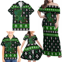Louisiana USA Symbols Pattern Christmas Family Matching Off Shoulder Maxi Dress and Hawaiian Shirt Xmas Holiday Patterns - Wonder Print Shop