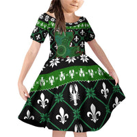 Louisiana USA Symbols Pattern Christmas Family Matching Off Shoulder Short Dress and Hawaiian Shirt Xmas Holiday Patterns - Wonder Print Shop