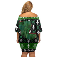 Louisiana USA Symbols Pattern Christmas Family Matching Off Shoulder Short Dress and Hawaiian Shirt Xmas Holiday Patterns - Wonder Print Shop