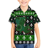 Louisiana USA Symbols Pattern Christmas Family Matching Off Shoulder Short Dress and Hawaiian Shirt Xmas Holiday Patterns - Wonder Print Shop