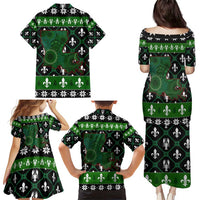 Louisiana USA Symbols Pattern Christmas Family Matching Puletasi and Hawaiian Shirt Xmas Holiday Patterns - Wonder Print Shop