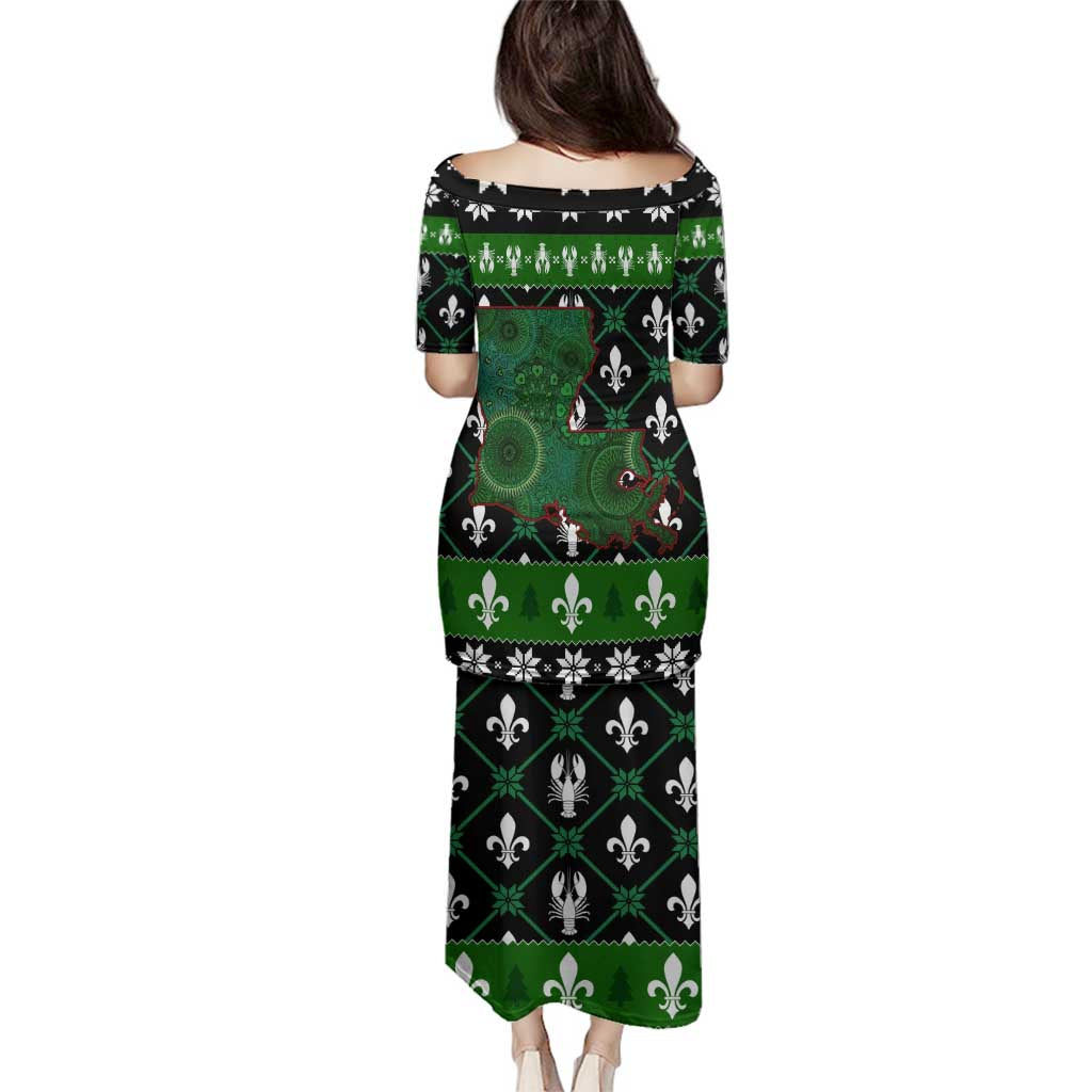 Louisiana USA Symbols Pattern Christmas Family Matching Puletasi and Hawaiian Shirt Xmas Holiday Patterns - Wonder Print Shop