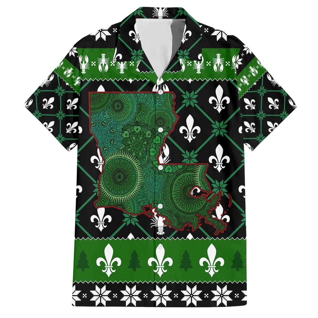 Louisiana USA Symbols Pattern Christmas Family Matching Short Sleeve Bodycon Dress and Hawaiian Shirt Xmas Holiday Patterns - Wonder Print Shop