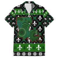 Louisiana USA Symbols Pattern Christmas Family Matching Short Sleeve Bodycon Dress and Hawaiian Shirt Xmas Holiday Patterns - Wonder Print Shop