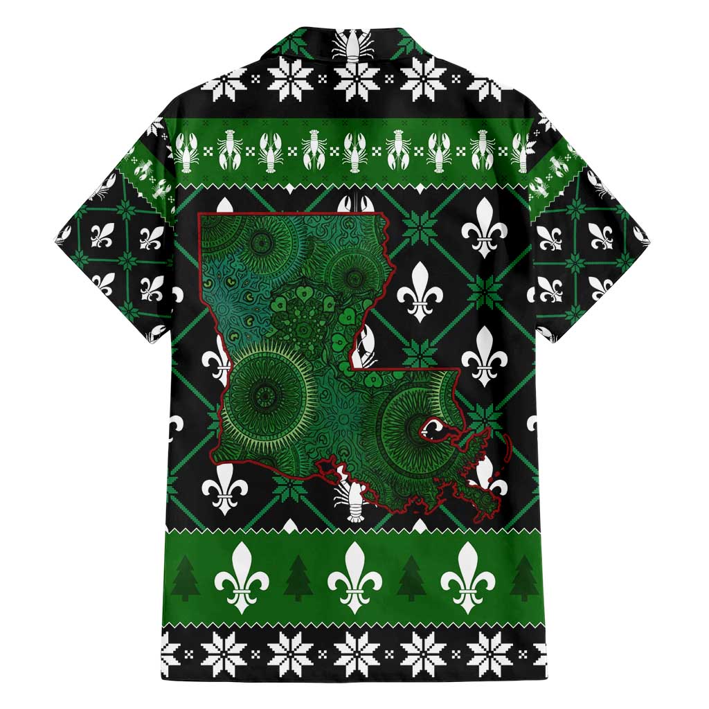 Louisiana USA Symbols Pattern Christmas Family Matching Short Sleeve Bodycon Dress and Hawaiian Shirt Xmas Holiday Patterns - Wonder Print Shop